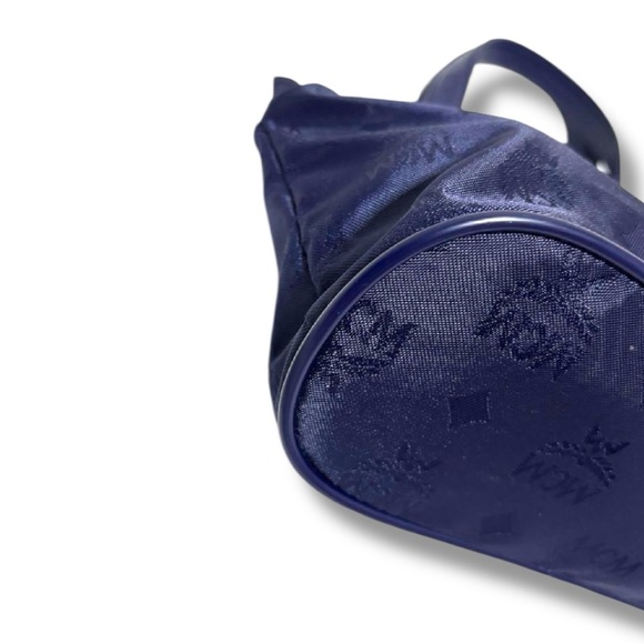 MCM Vintage Blue Jacquard Tote Bag with Gold-Tone Hardware | Made in Germany - Picture 8 of 16